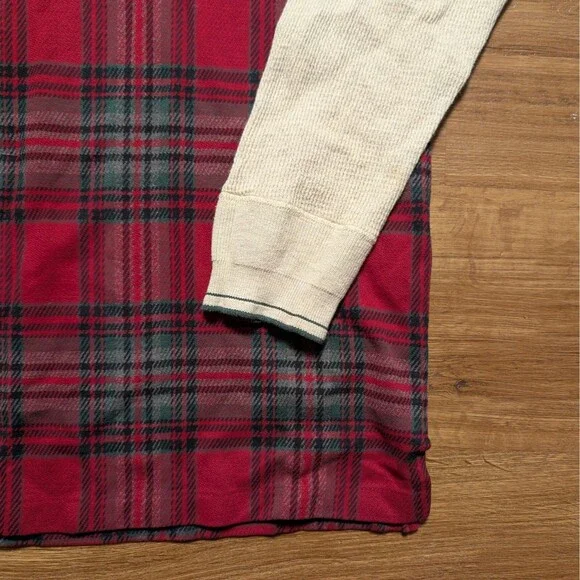 VTG Polo Ralph Lauren Men's L Plaid Tan 1/4 button Hoodie Pullover Shirt USA